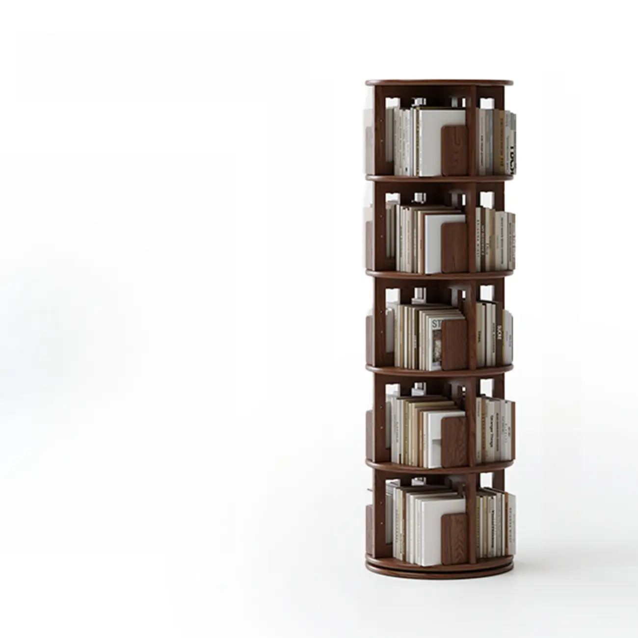 Swivel Rubberwood Vertical Open Back Bookcase with Drawer Image - 25 | homeyfad