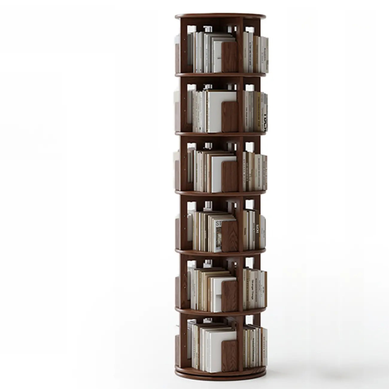 Swivel Rubberwood Vertical Open Back Bookcase with Drawer Image - 26 | homeyfad