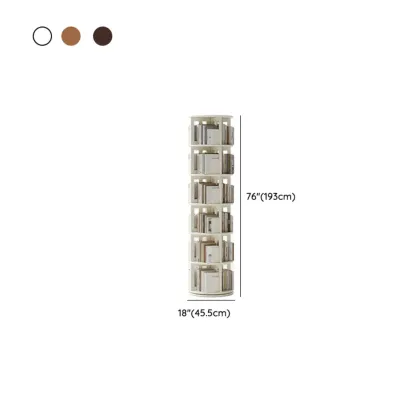 Swivel Rubberwood Vertical Open Back Bookcase with Drawer Image - 31