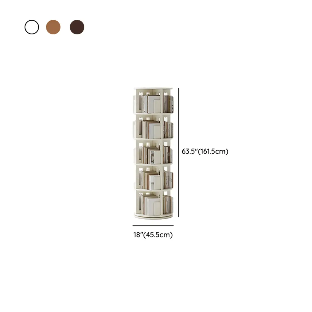 Swivel Rubberwood Vertical Open Back Bookcase with Drawer Image - 32