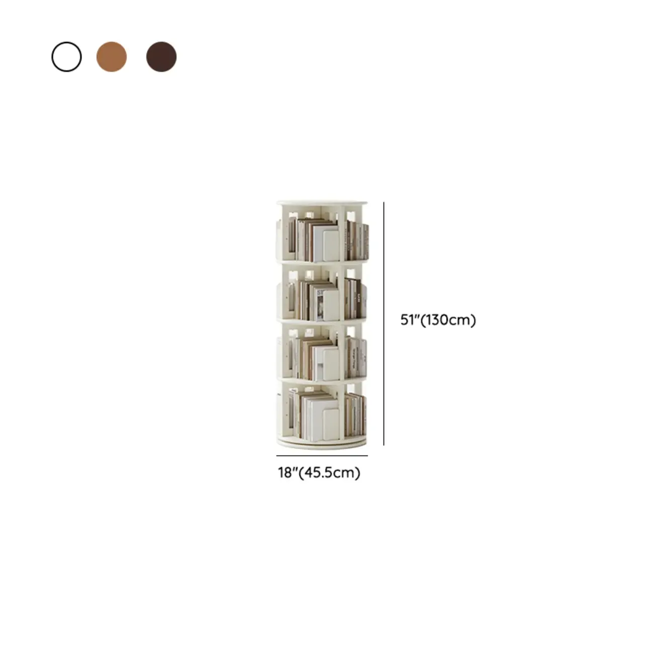 Swivel Rubberwood Vertical Open Back Bookcase with Drawer Image - 33