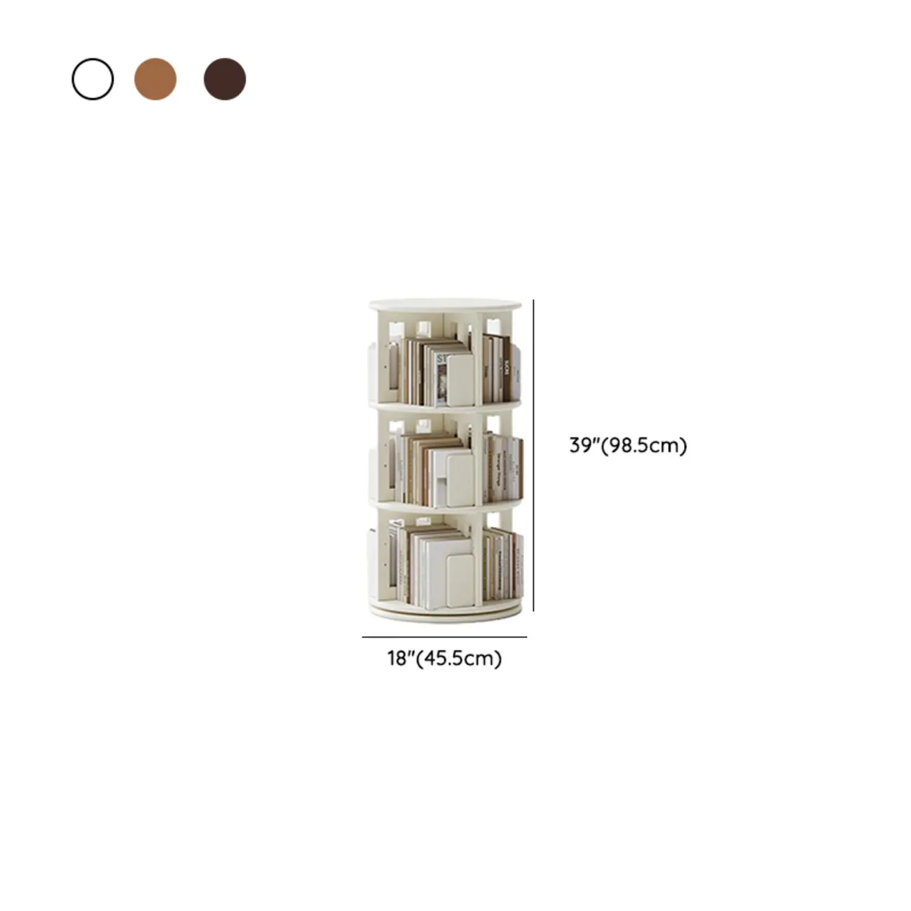 Swivel Rubberwood Vertical Open Back Bookcase with Drawer Image - 34 | homeyfad