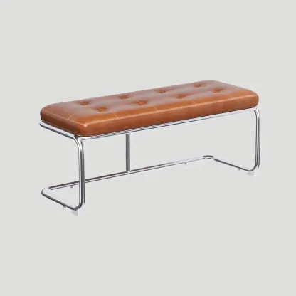 Modern Leather Rectangular Upholstered Bedroom Bench Image - 2