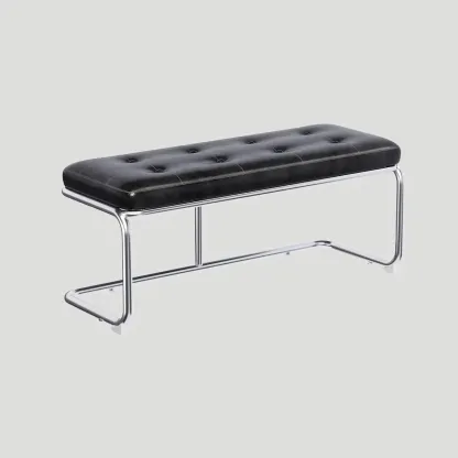 Modern Leather Rectangular Upholstered Bedroom Bench Image - 5