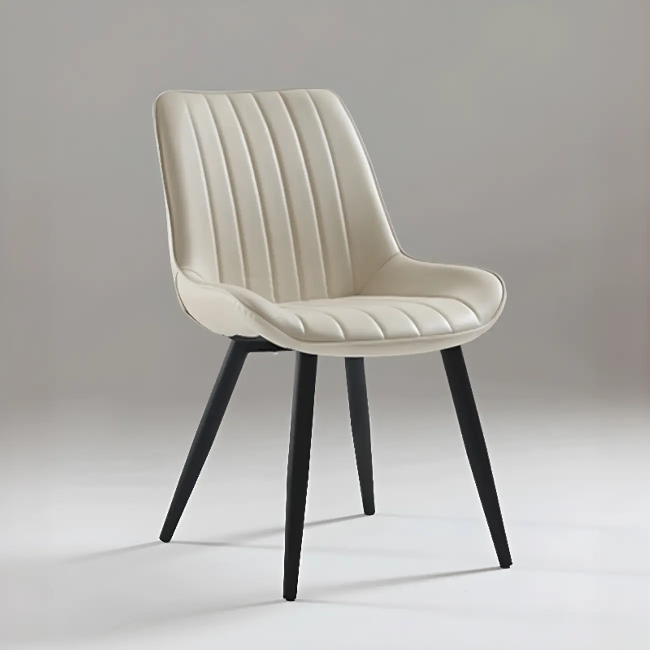 Minimalist Low Back Trufted Leather Upholstered Dining Chair Image - 3 | homeyfad