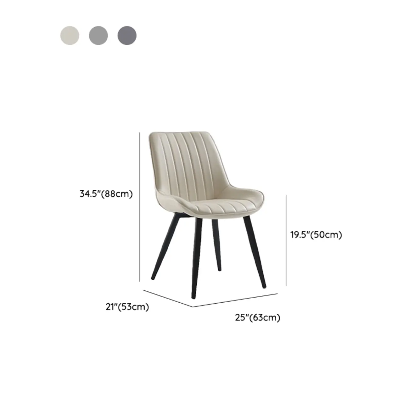 Minimalist Low Back Trufted Leather Upholstered Dining Chair #size | homeyfad