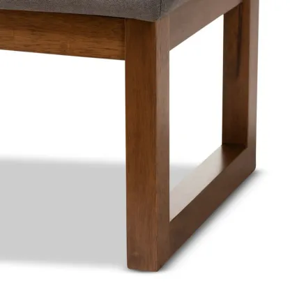 Traditional Upholstered Gray Bedroom Bench Wood Frame Image - 3