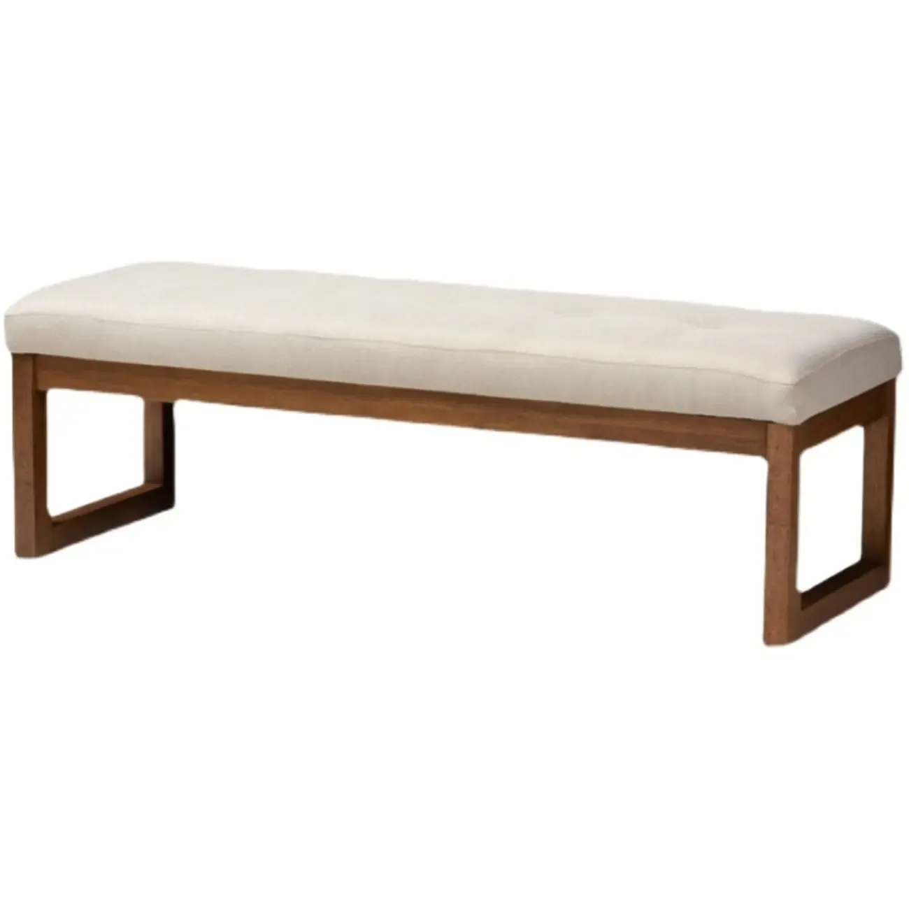 Traditional Upholstered Gray Bedroom Bench Wood Frame Image - 4
