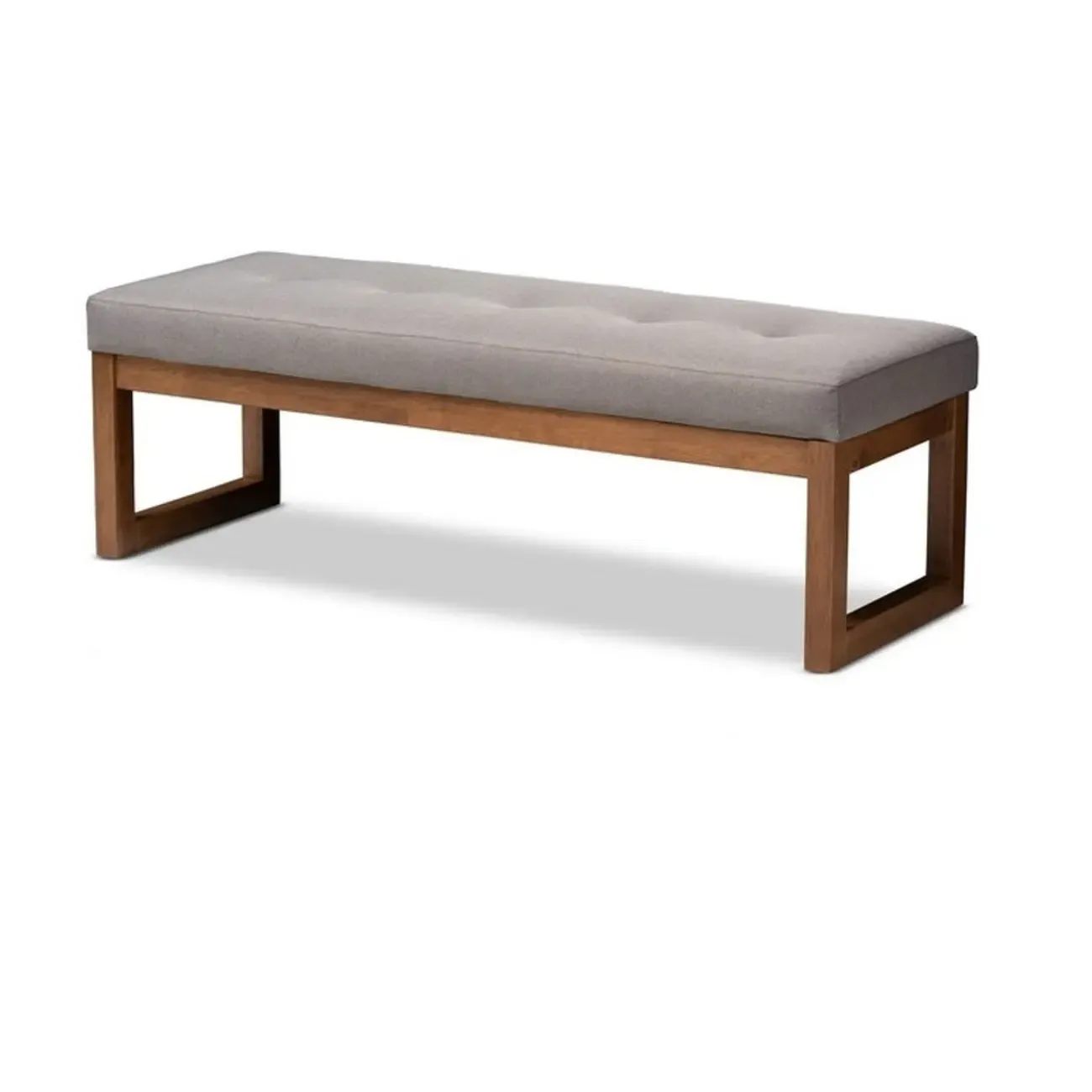 Traditional Upholstered Gray Bedroom Bench Wood Frame | HomeyFad
