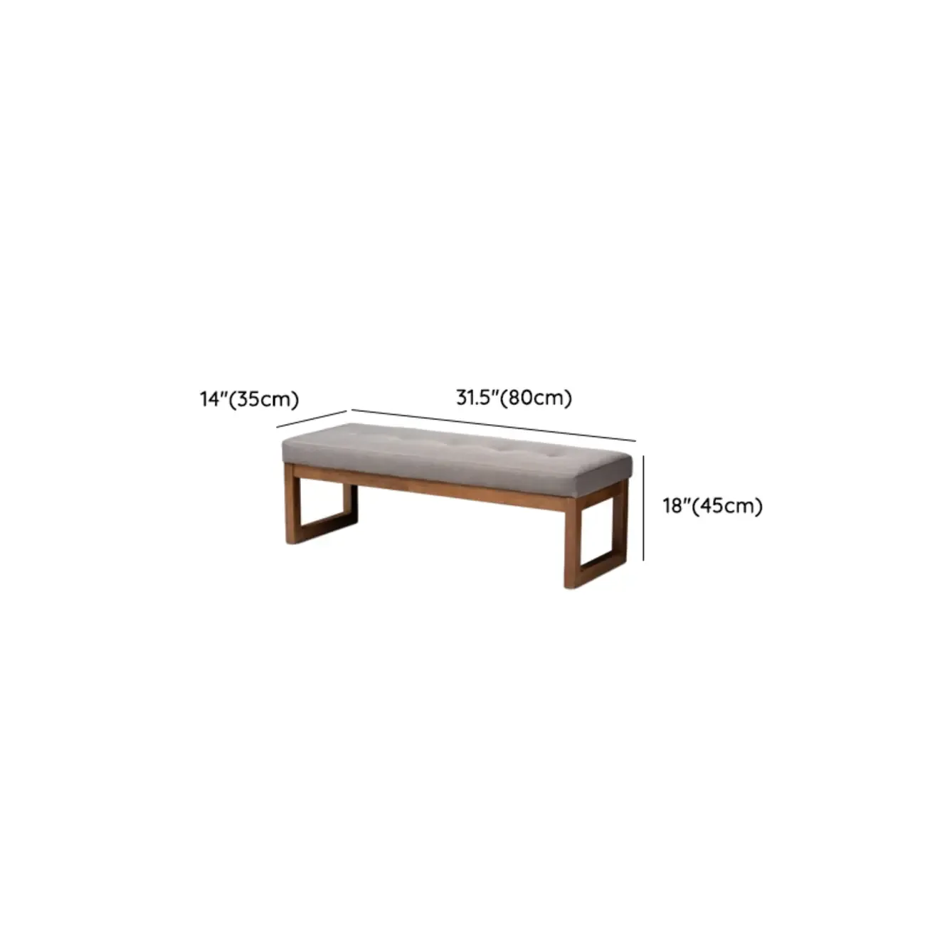 Traditional Upholstered Gray Bedroom Bench Wood Frame Image - 9