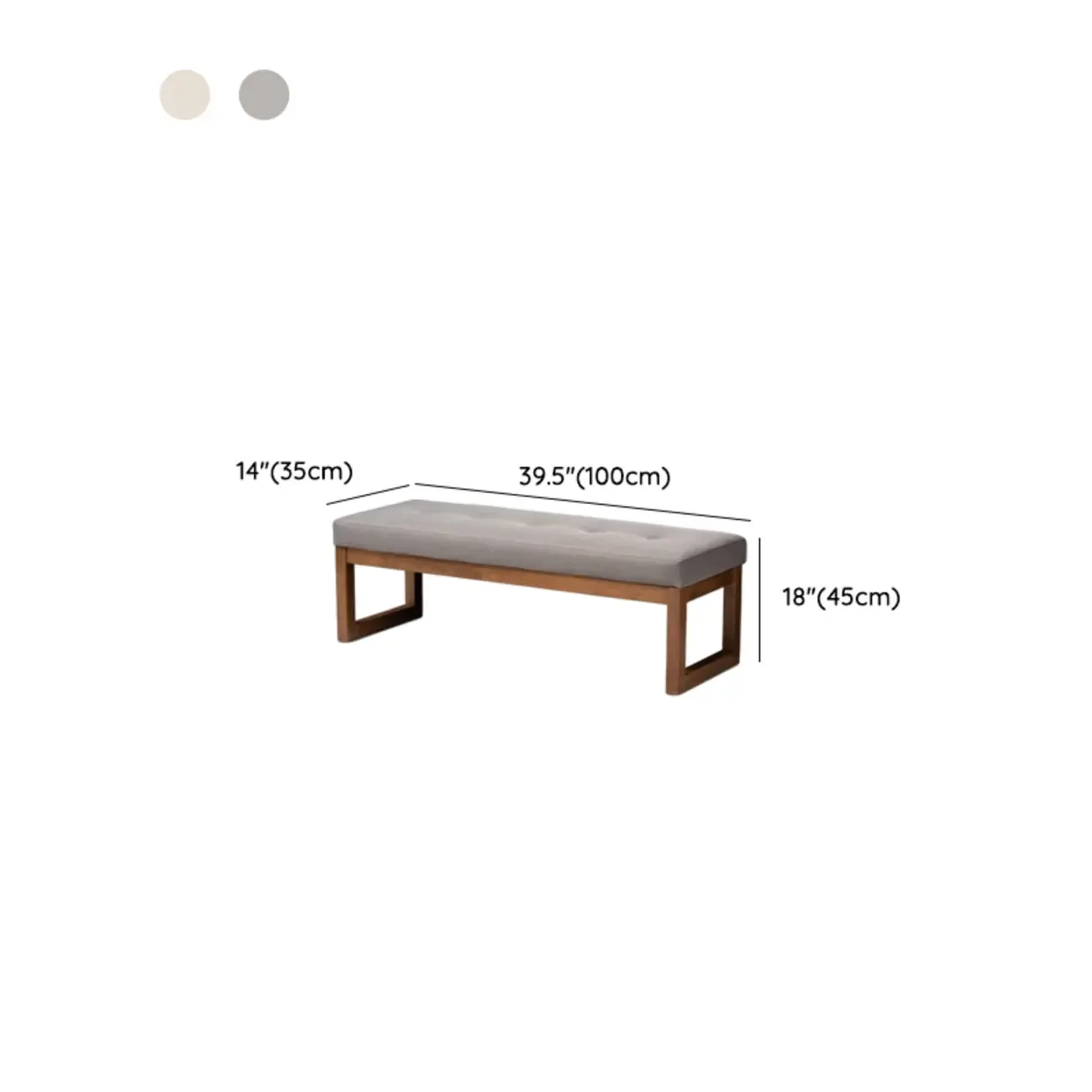 Traditional Upholstered Gray Bedroom Bench Wood Frame Image - 10