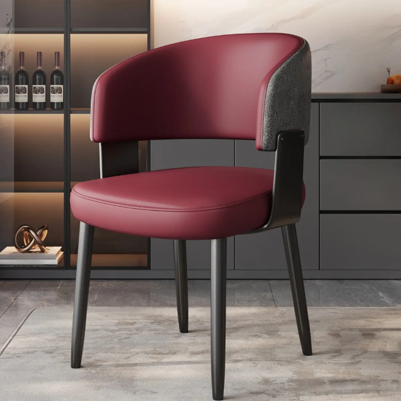 Modern Glam Leather Upholstered Dining Chair Image - 11 | homeyfad
