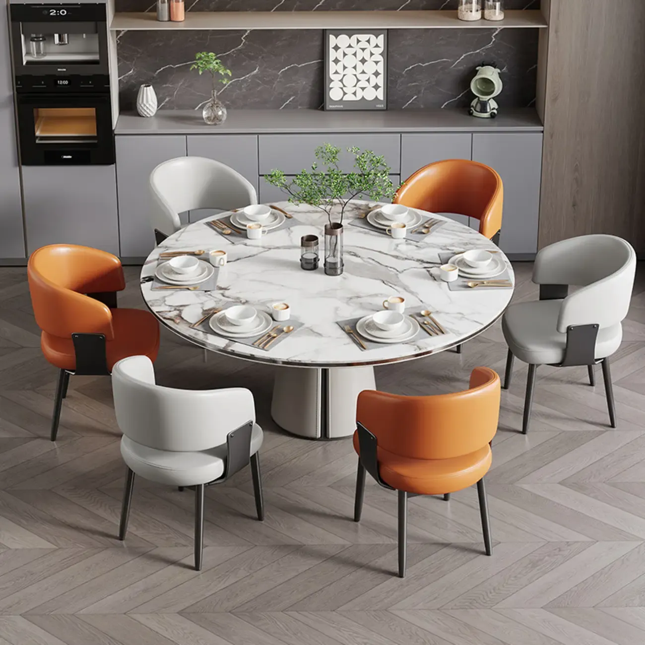 Modern Glam Leather Upholstered Dining Chair Image - 3