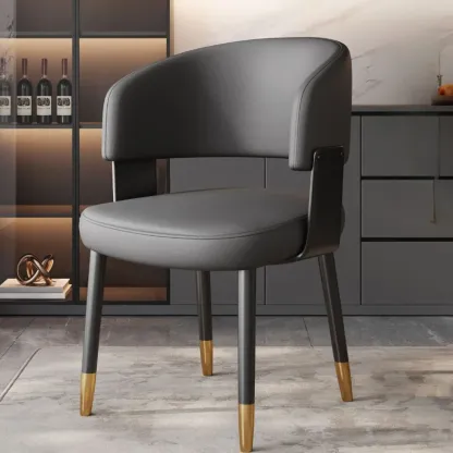 Modern Glam Leather Upholstered Dining Chair Image - 12