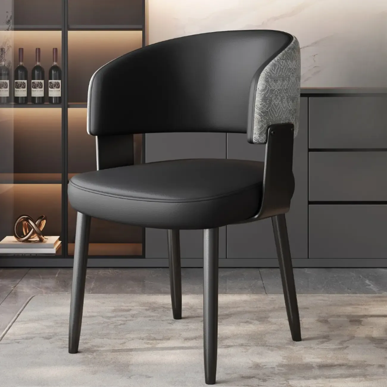 Modern Glam Leather Upholstered Dining Chair Image - 14