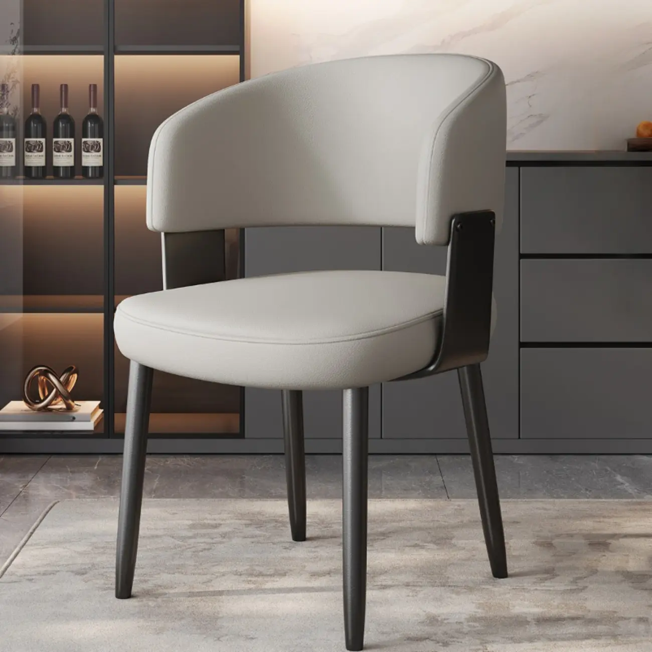 Modern Glam Leather Upholstered Dining Chair Image - 16 | homeyfad