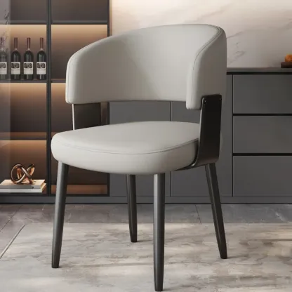 Modern Glam Leather Upholstered Dining Chair Image - 16