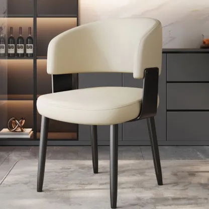 Modern Glam Leather Upholstered Dining Chair Image - 18