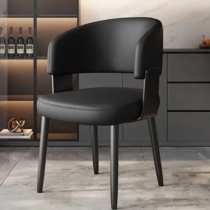 Modern Glam Leather Upholstered Dining Chair Image - 22