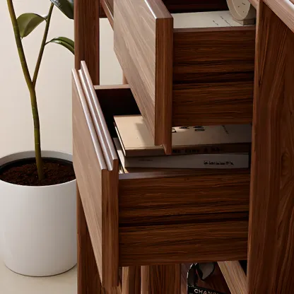 Black Walnut Open Back Wooden Vertical Display Bookshelf Image - 5