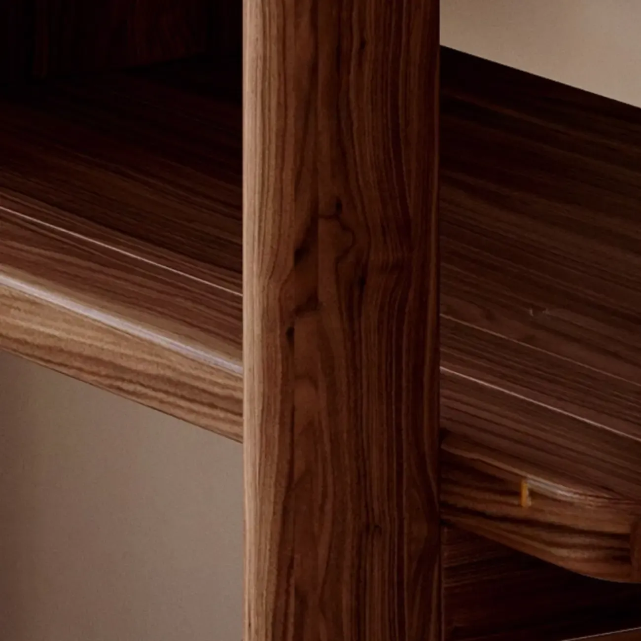 Black Walnut Open Back Wooden Vertical Display Bookshelf Image - 8