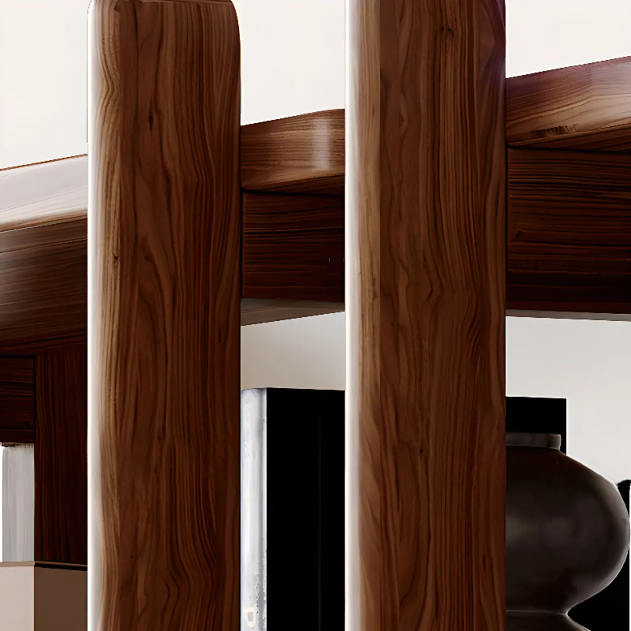 Black Walnut Open Back Wooden Vertical Display Bookshelf Image - 9 | homeyfad