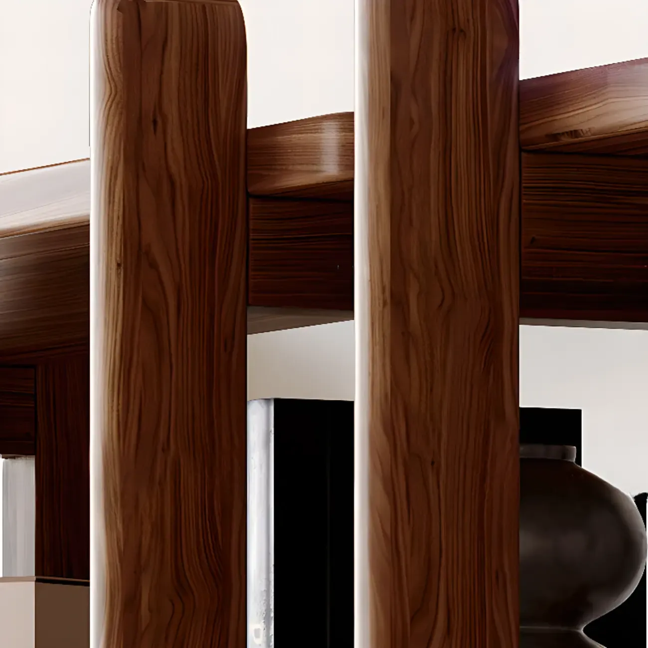 Black Walnut Open Back Wooden Vertical Display Bookshelf Image - 9