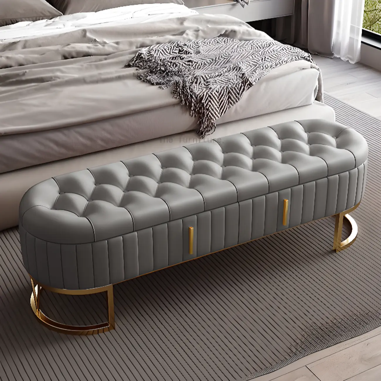Cushioned Glam Upholstered Bedroom Bench With Drawers Image - 3 | homeyfad