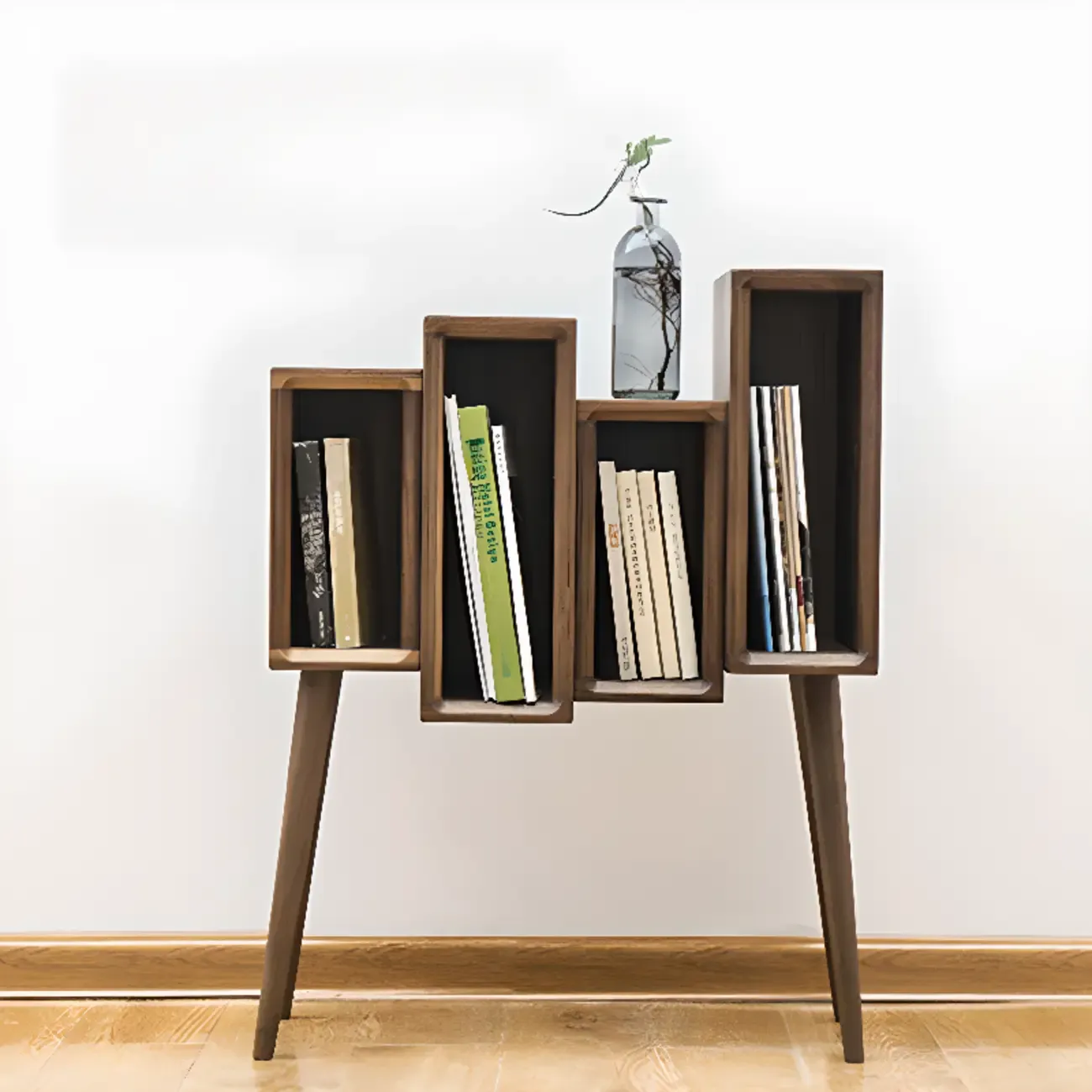 elegant Wood small freestanding Bookcase Closed Back Image - 1