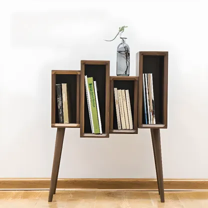 elegant Wood small freestanding Bookcase Closed Back Image - 1