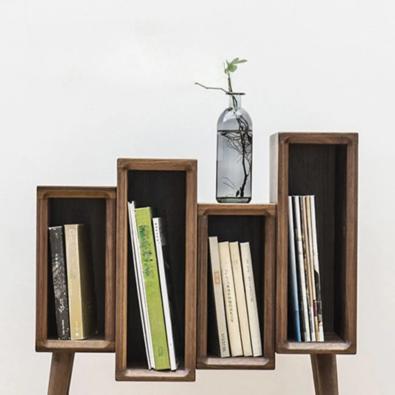 elegant Wood small freestanding Bookcase Closed Back Image - 3 | homeyfad