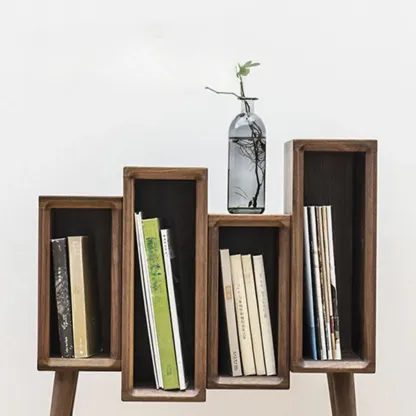 elegant Wood small freestanding Bookcase Closed Back Image - 3