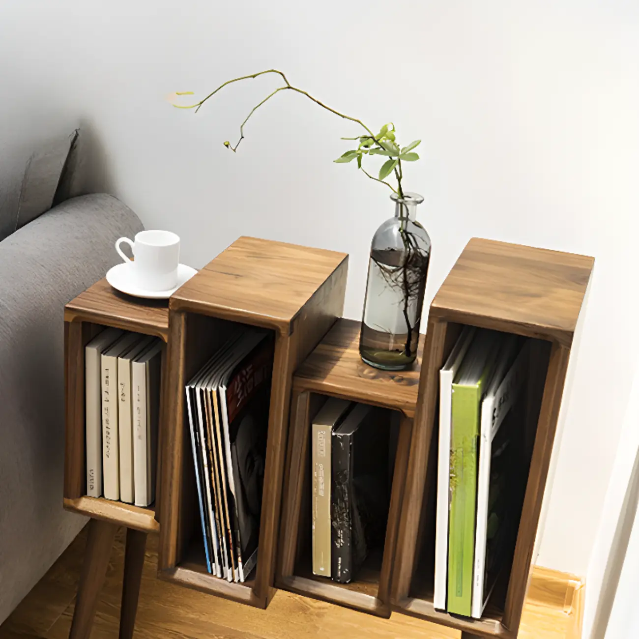 elegant Wood small freestanding Bookcase Closed Back Image - 4 | homeyfad