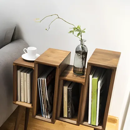 elegant Wood small freestanding Bookcase Closed Back Image - 4