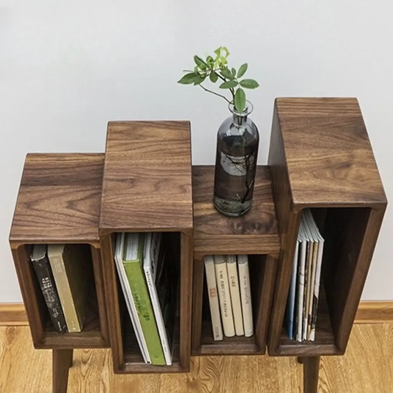 elegant Wood small freestanding Bookcase Closed Back Image - 5