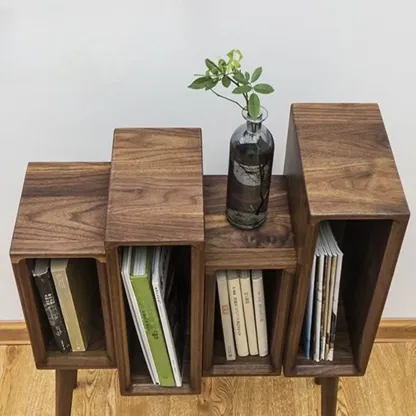 elegant Wood small freestanding Bookcase Closed Back Image - 5