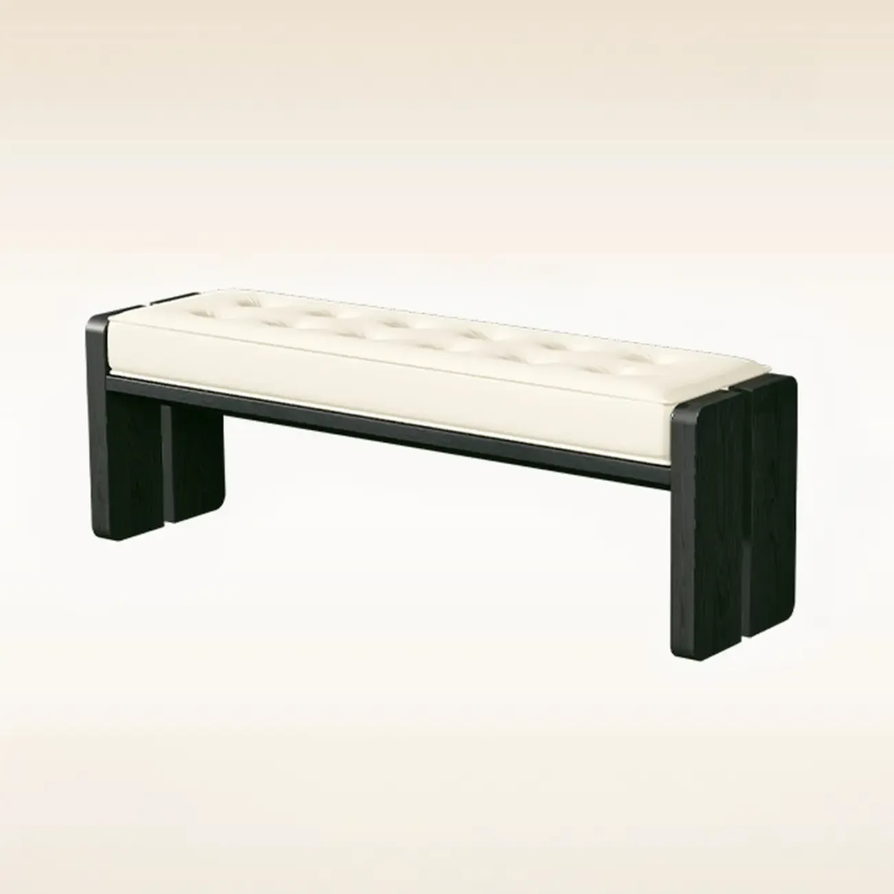 White Faux Leather Wood Upholstered Bedroom Bench Image - 2