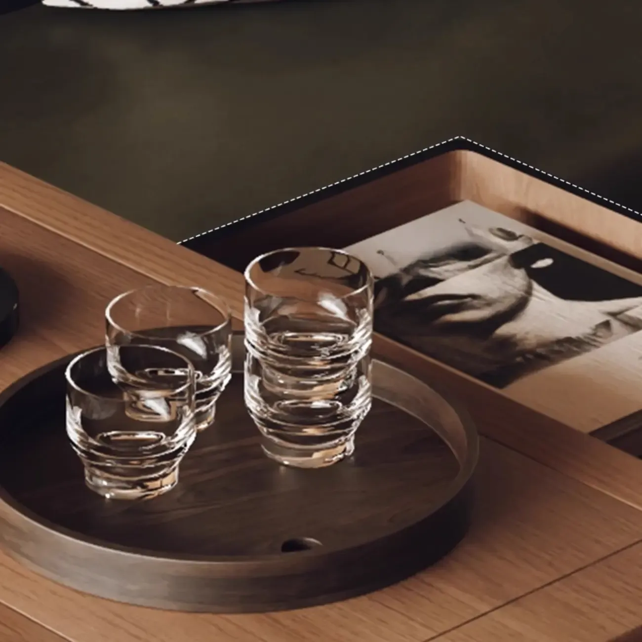 Natural Foldable Top Wood Storage Mobile Side Table Image - 6