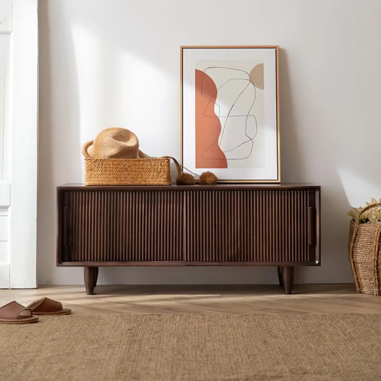 Modern Solid Wood 2 Tier Shoe Storage Bench Image - 4