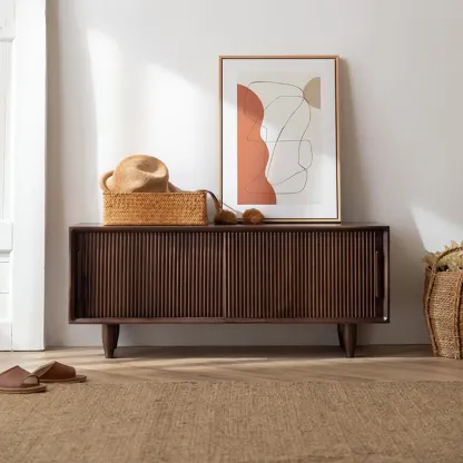 Modern Solid Wood 2 Tier Shoe Storage Bench Image - 4