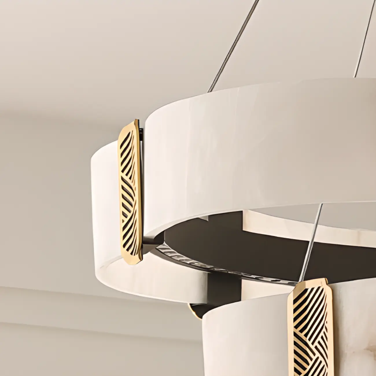 Contemporary Ring Metal Alabaster Chandelier Light Image - 8 | homeyfad