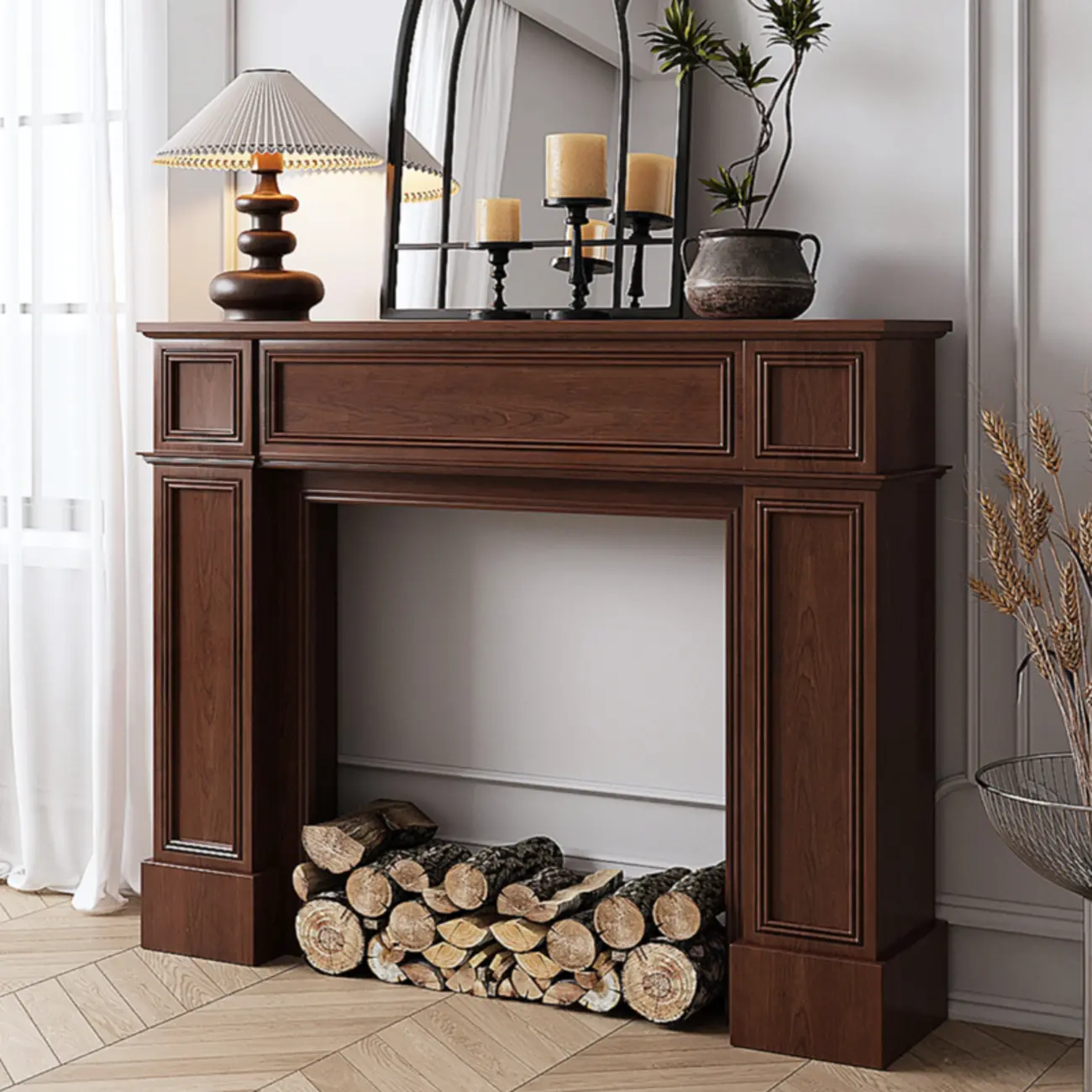 Traditional Vintage Wood Console Table In Warm Brown Image - 1 | homeyfad