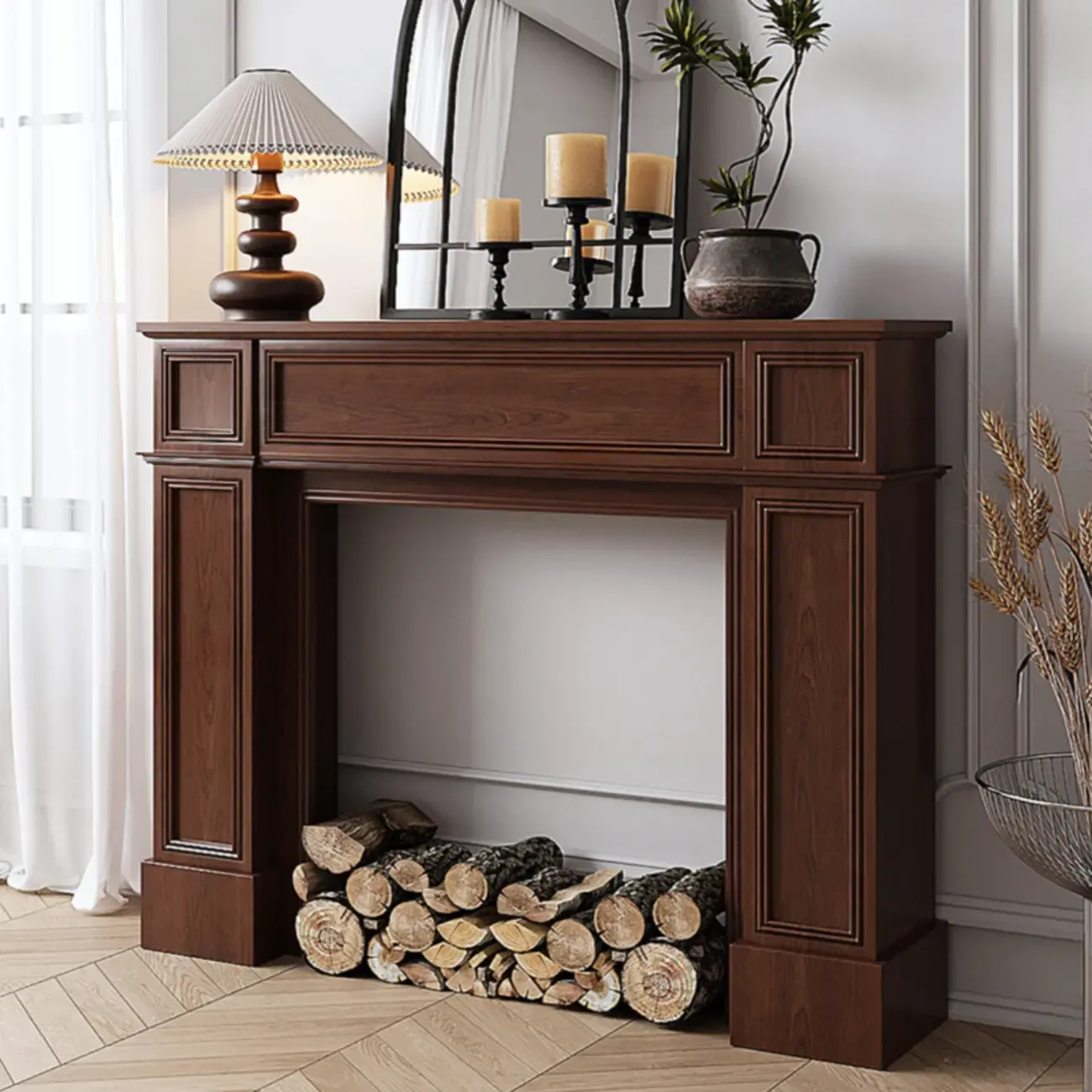 Traditional Vintage Wood Console Table In Warm Brown Image - 1