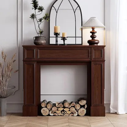 Traditional Vintage Wood Console Table In Warm Brown Image - 2