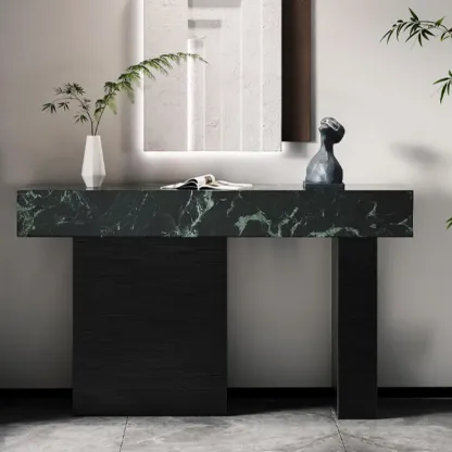 Luxury Stone Top Console Table With Stainless Steel Base Image - 1