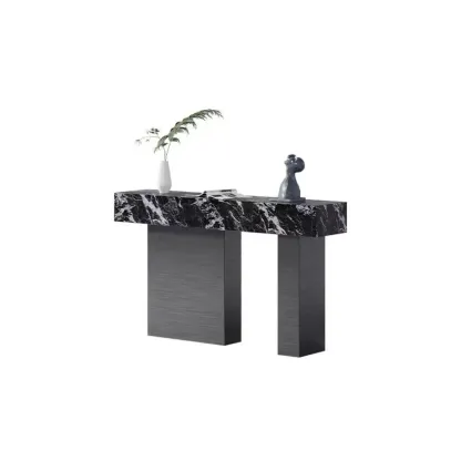 Luxury Stone Top Console Table With Stainless Steel Base Image - 3