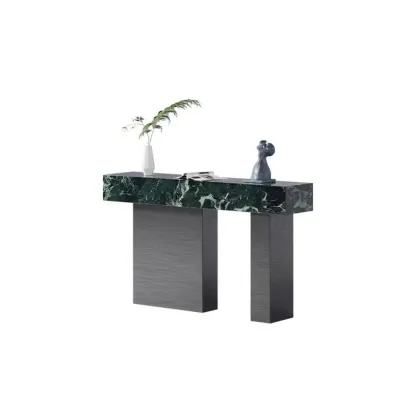Luxury Stone Top Console Table With Stainless Steel Base Image - 4