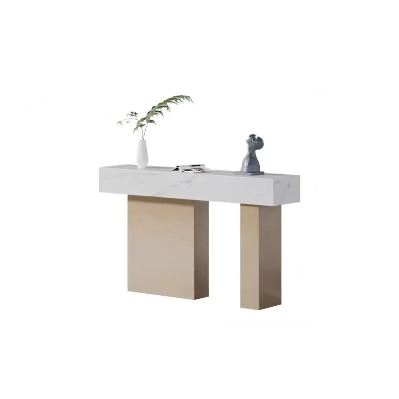 Luxury Stone Top Console Table With Stainless Steel Base Image - 6