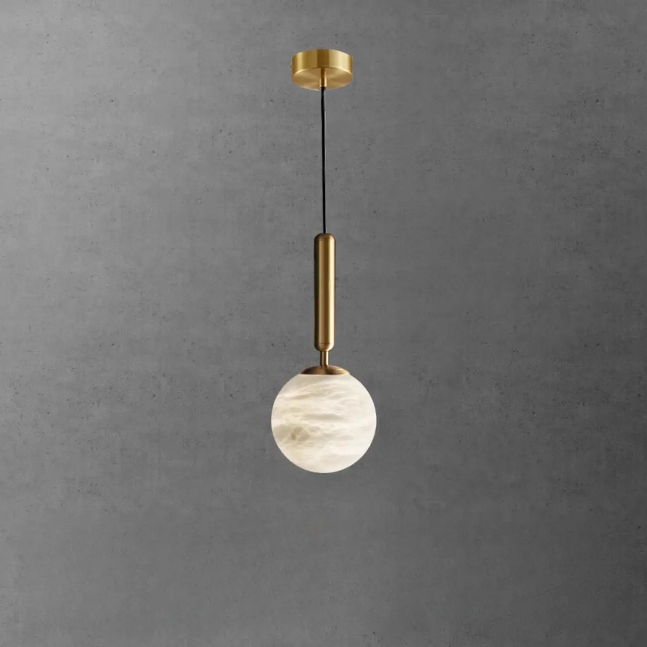 Minimalist Luxury Alabaster Gold Metal Globe Pendant Light Image - 2 | homeyfad