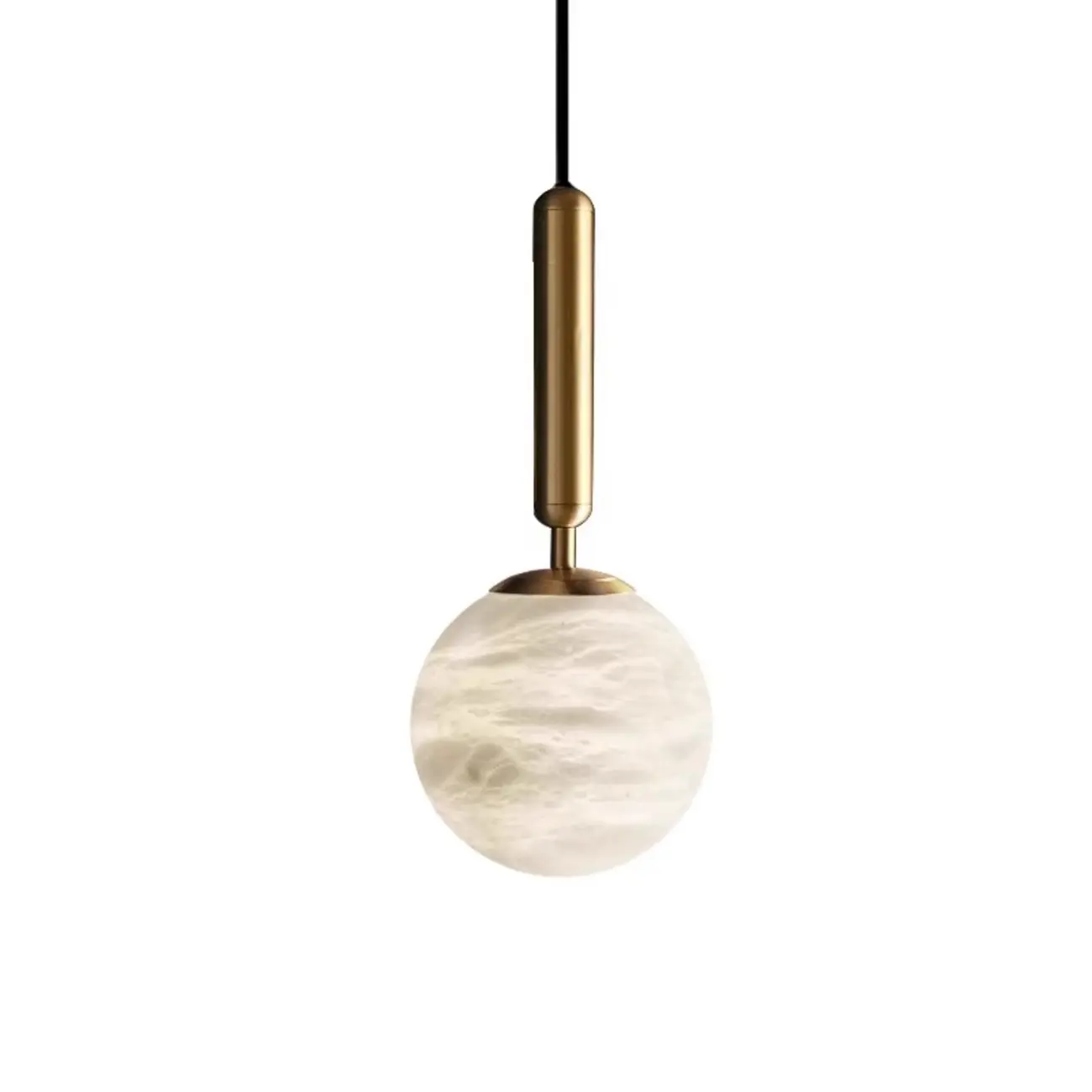 Minimalist Luxury Alabaster Gold Metal Globe Pendant Light Image - 6 | homeyfad